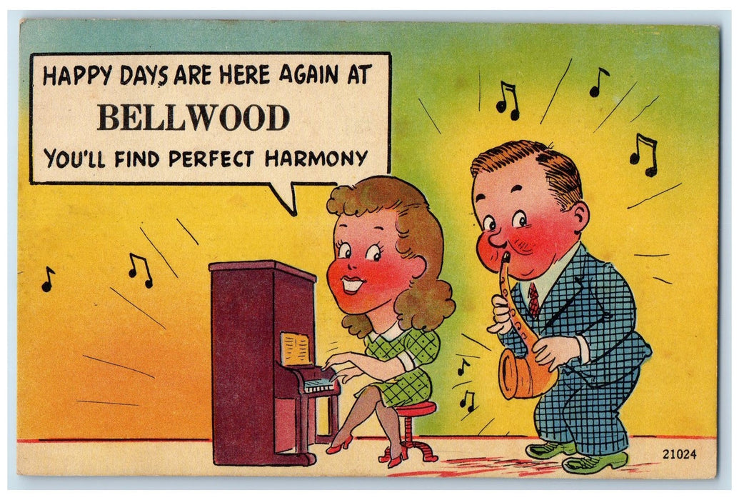 1943 Happy Days Are Here Again Perfect Harmony Bellwood Pennsylvania PA Postcard