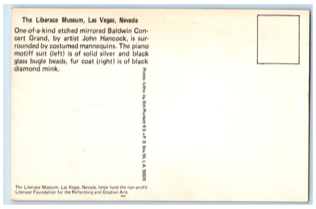 The Liberace Museum Etched Mirrored Baldwin Concert Grand Las Vegas NV Postcard