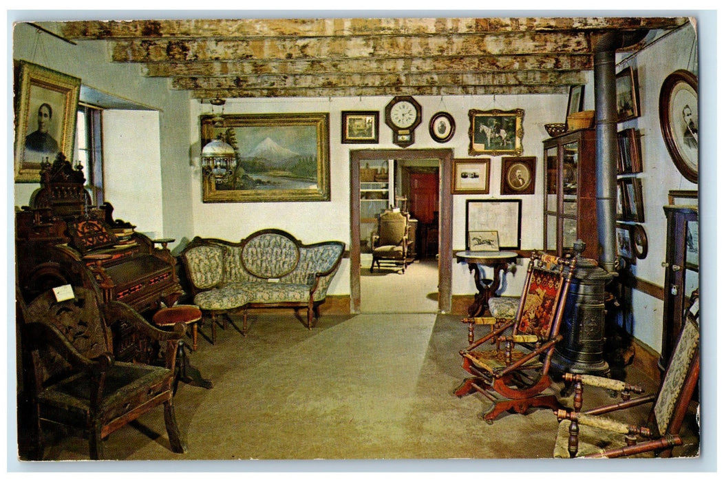 1966 Yorba-Slaughter Adobe Interior Rocking Chairs View Pomona Chino CA Postcard