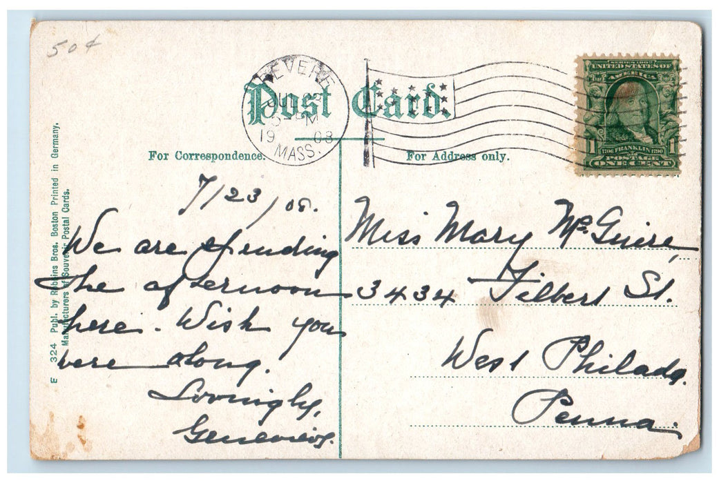 1908 Greetings from Revere beach Massachusetts MA Antique Posted Postcard