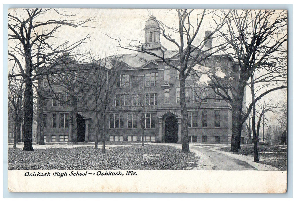 c1905 Oshkosh Highschool Building Panoramic View Wisconsin WI Antique Postcard