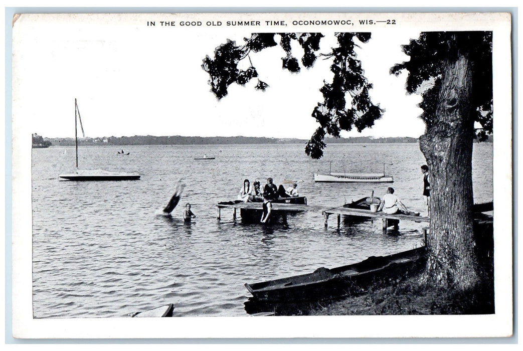 In The Good Old Summertime Lake Scene Oconomowoc Wisconsin WI Vintage Postcard