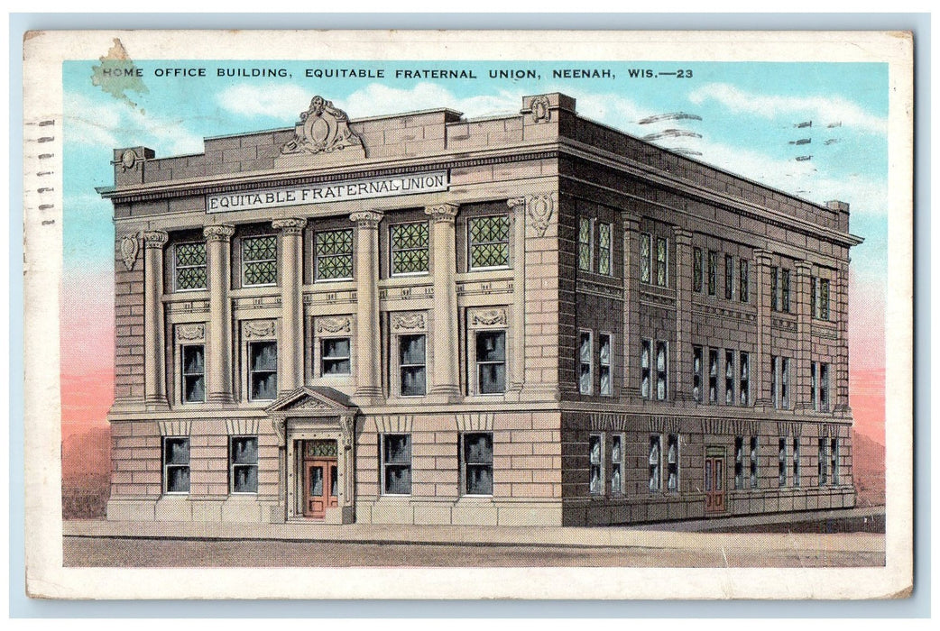 1940 Home Office Building Equitable Fraternal Union Neenah Kaukauna WI Postcard