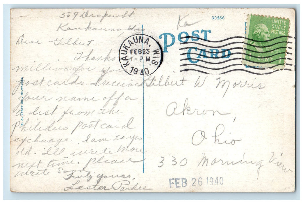 1940 Home Office Building Equitable Fraternal Union Neenah Kaukauna WI Postcard