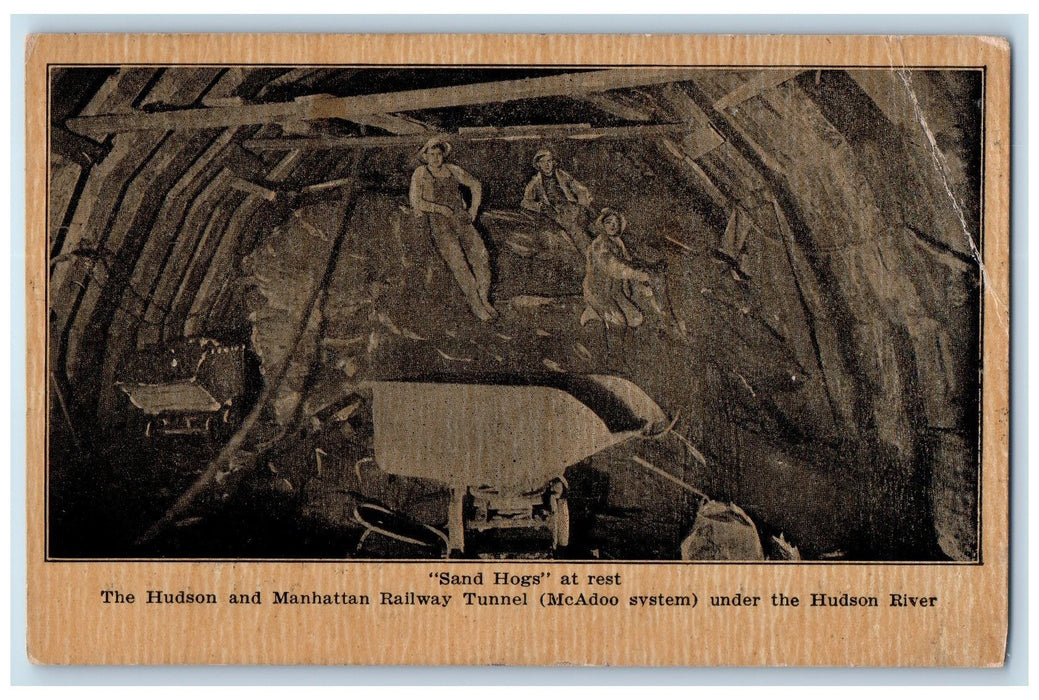 c1905 The Hudson Manhattan Railway Tunnel McAdo System Sand Hogs NY Postcard