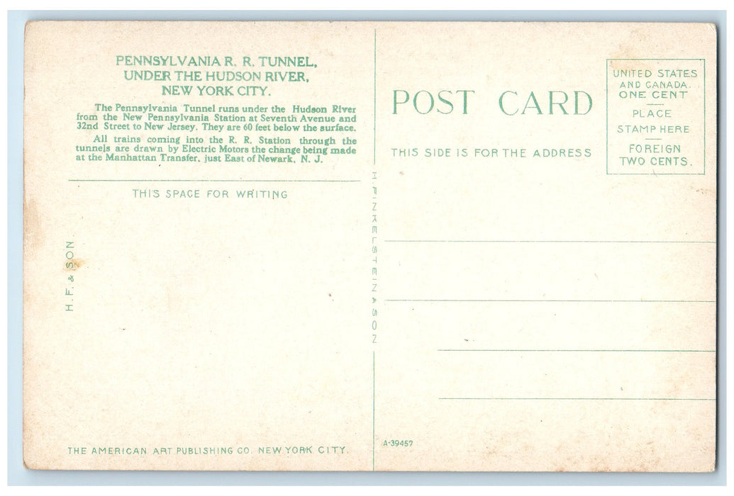 Pennsylvania R. R. Under The Hudson River New York City NY Dual View Postcard