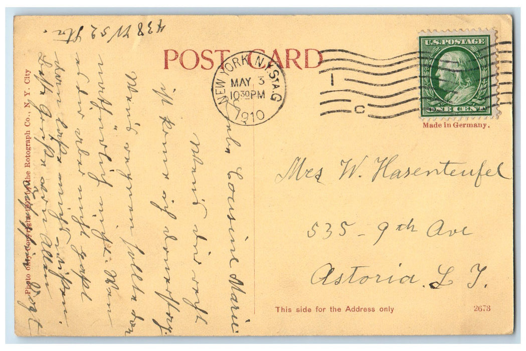 1910 The Ansonia Broadway Building Cars Street View New York NY Antique Postcard