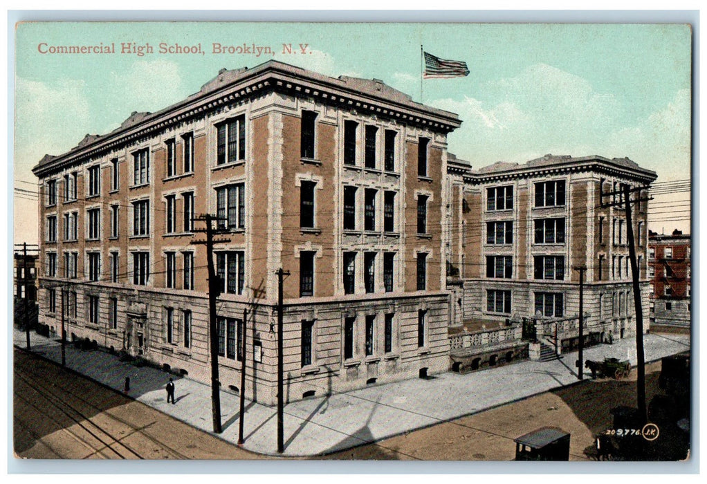 c1910's Commerical High School Building Brooklyn New York NY Antique Postcard