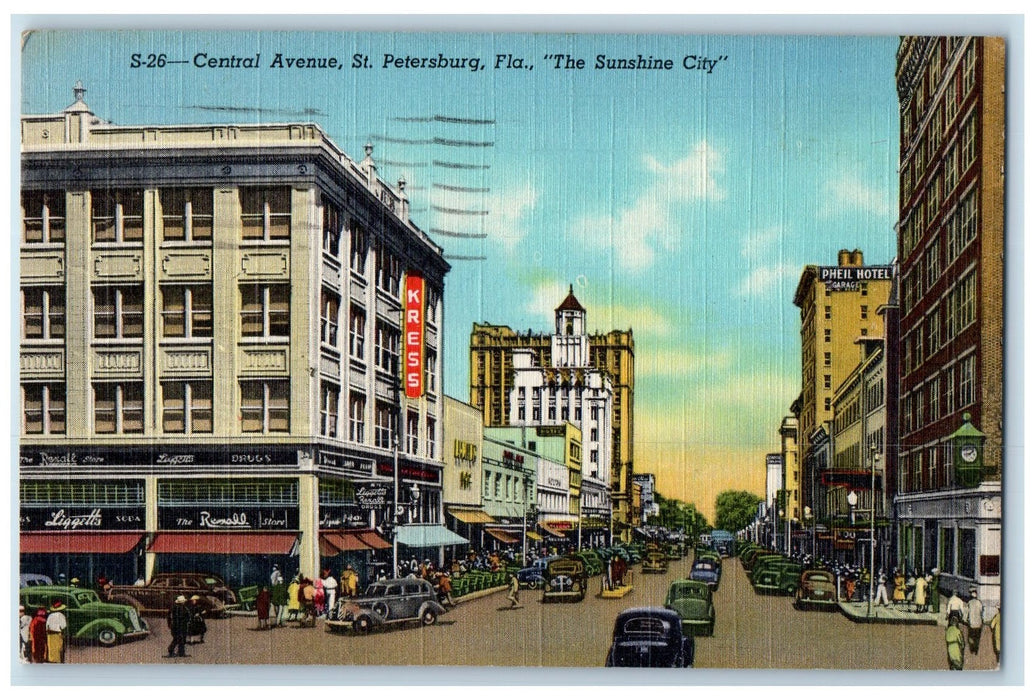 1945 Central Avenue The Sunshine City Kress St. Peterburg Florida FL Postcard