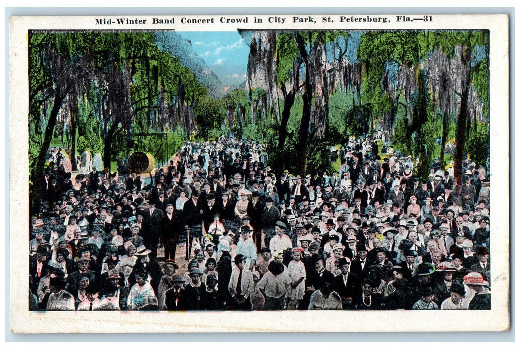 Mid Winter Band Concert Crown City Park St. Petersburg Florida FL Postcard