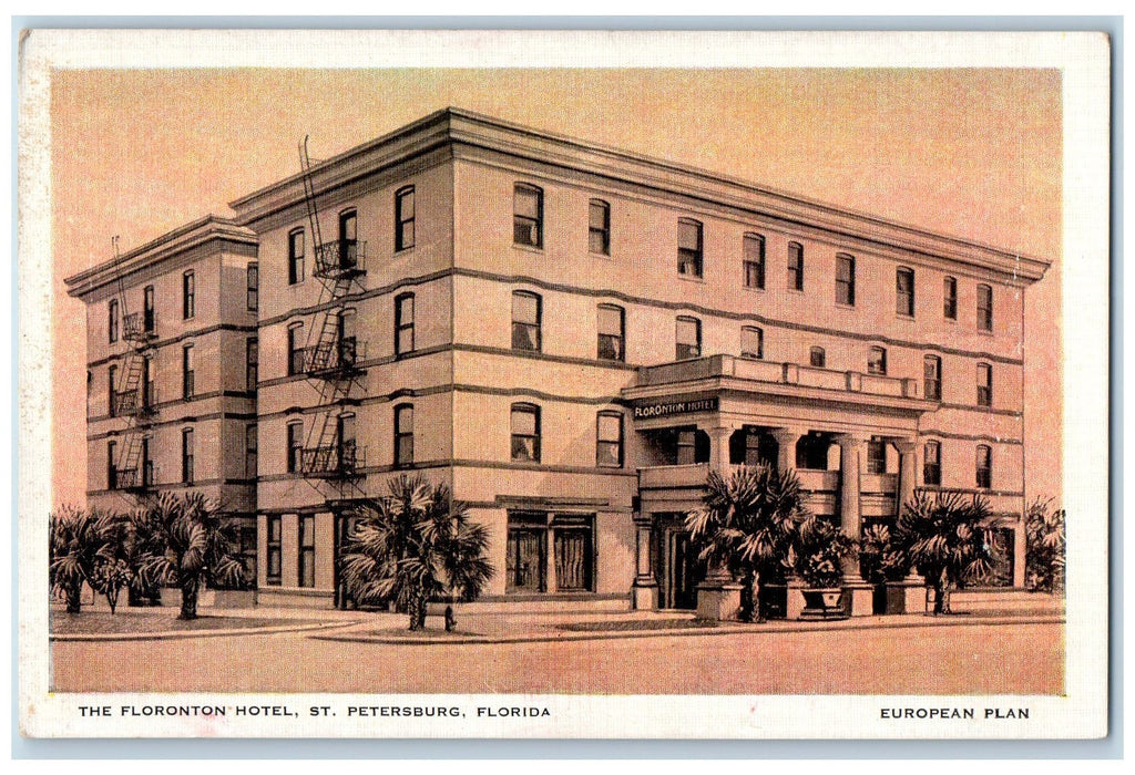 The Floronton Hotel Building Exterior Scene St. Petersburg Florida FL Postcard