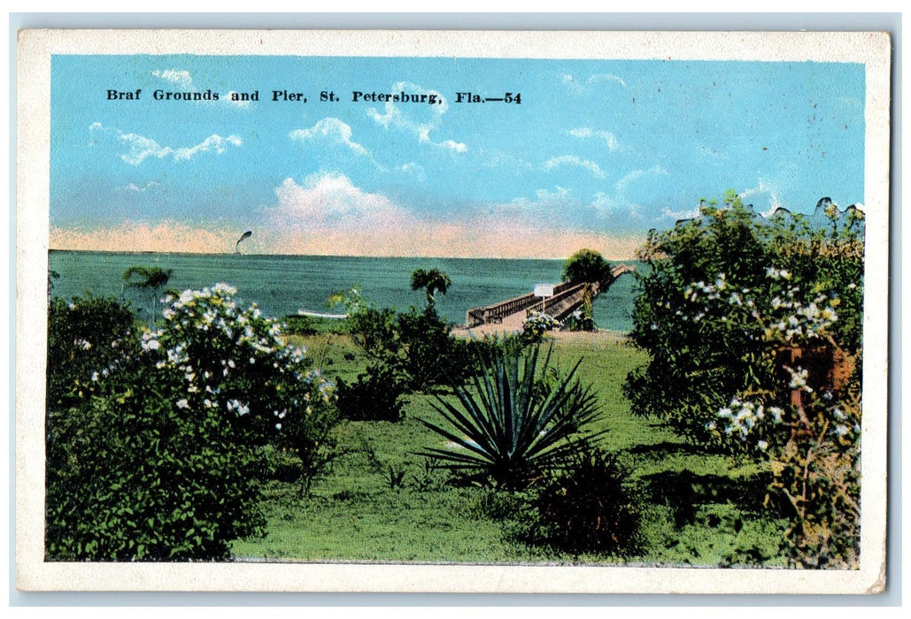 c1910's Scenic View Of Braf Grounds And Pier St. Petersburg Florida FL Postcard