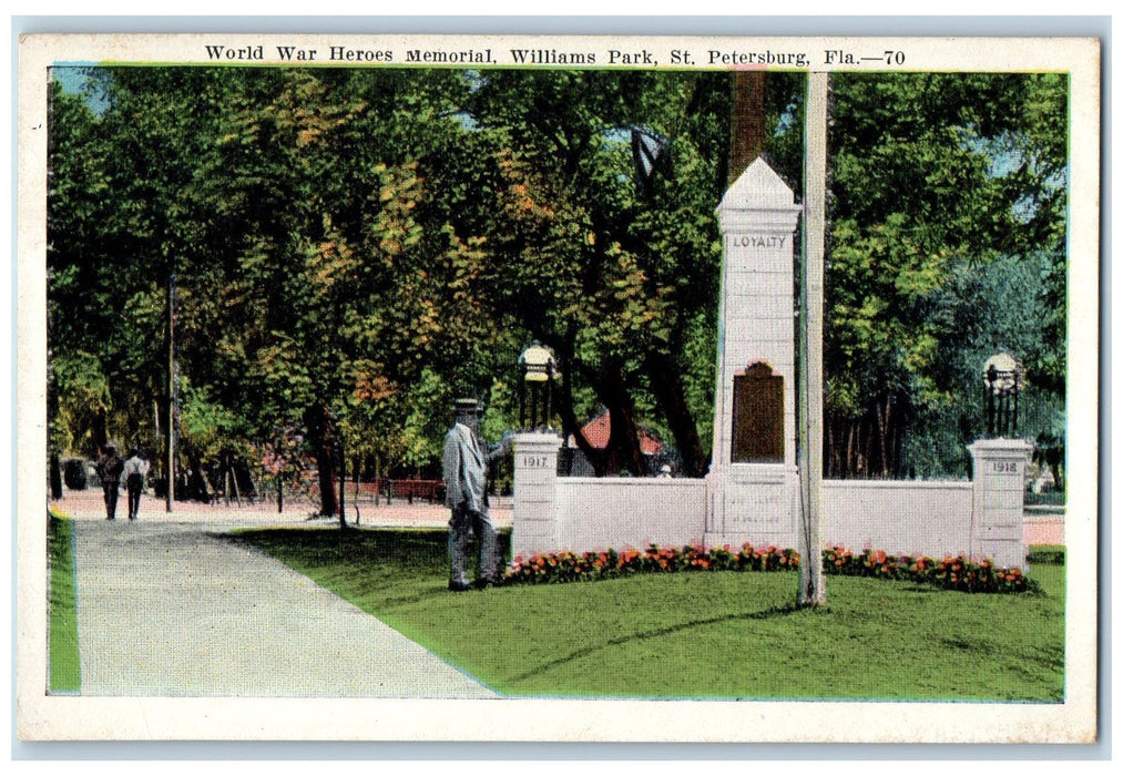 c1910's World War Heroes Memorial St. Petersburg Florida FL Antique Postcard