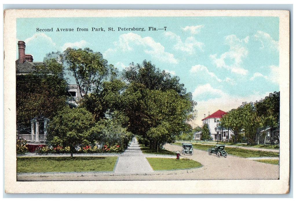 c1910's Second Avenue From Park St. Petersburg Florida FL Antique Postcard