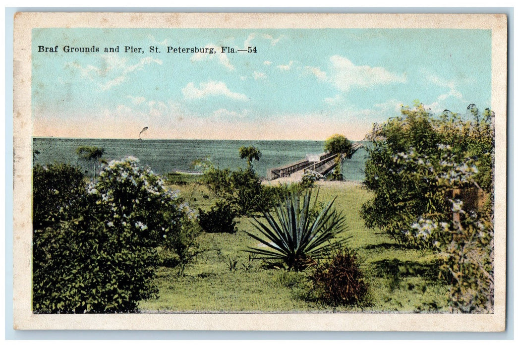 c1910's View Of Braf Grounds And Pier St. Petersburg Florida FL Antique Postcard