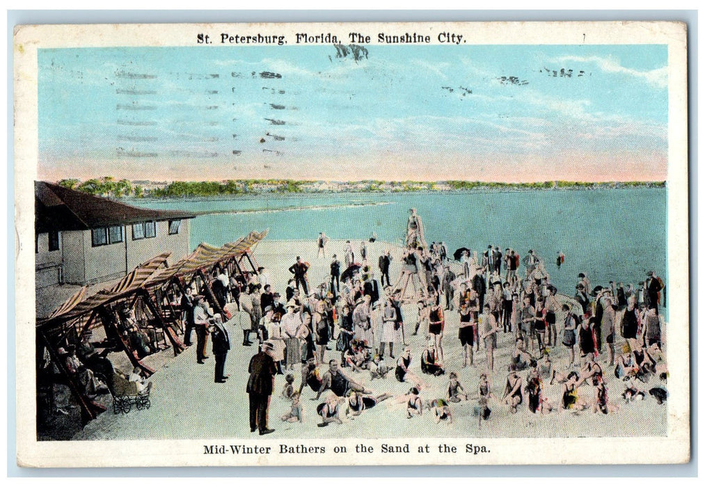 1931 Mid Winter Bathers The Spa Sunshine City St. Petersburg Florida FL Postcard