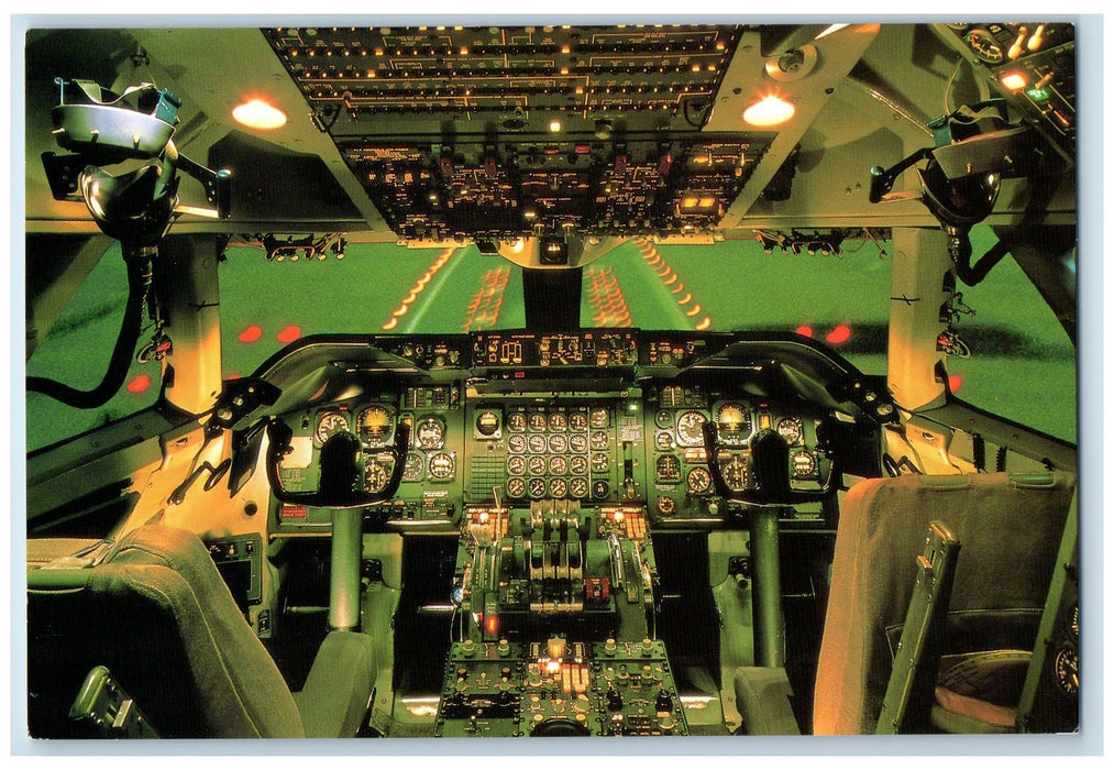 View Of Japan Airlines b747 Airplane Cockpit Vintage Unposted Postcard