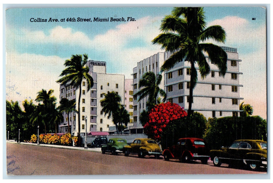 1949 Collins Avenue At 44th Steet Hotel Cars Miami Beach Florida FL Postcard