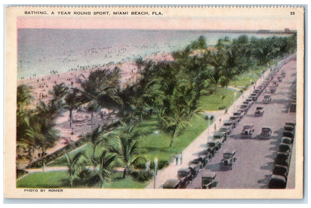 c1910's Bathing A Year Round Sport Miami Beach Florida FL Antique Postcard