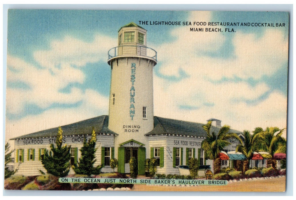 The Lighthouse Seafood Restaurant Cocktail Bar Miami Beach Florida FL Postcard