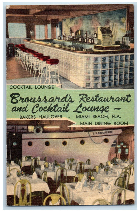 Broussard's Restaurant And Cocktail Lounge Miami Beach FL Multiview Postcard