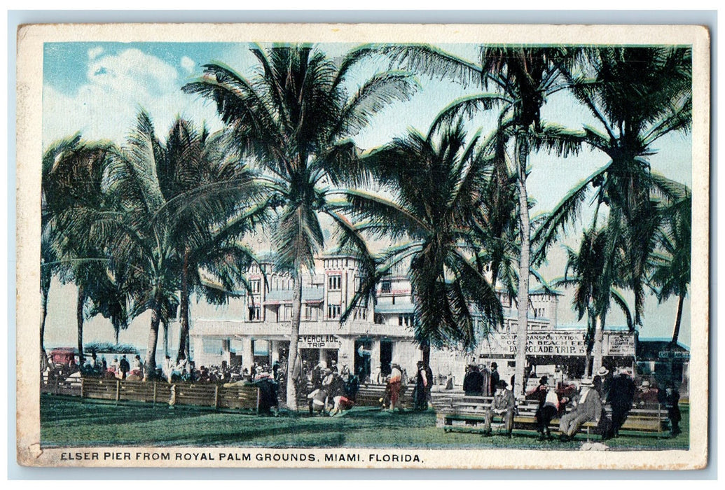 c1910's Elser Pier From Royal Palm Grounds Miami Florida FL Antique Postcard