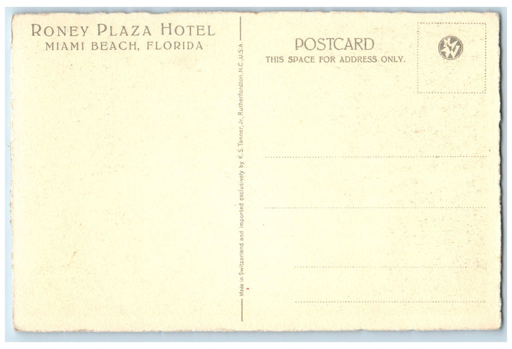 Roney Plaza Hotel Terrace Restaurant Interior Miami Beach Florida FL Postcard