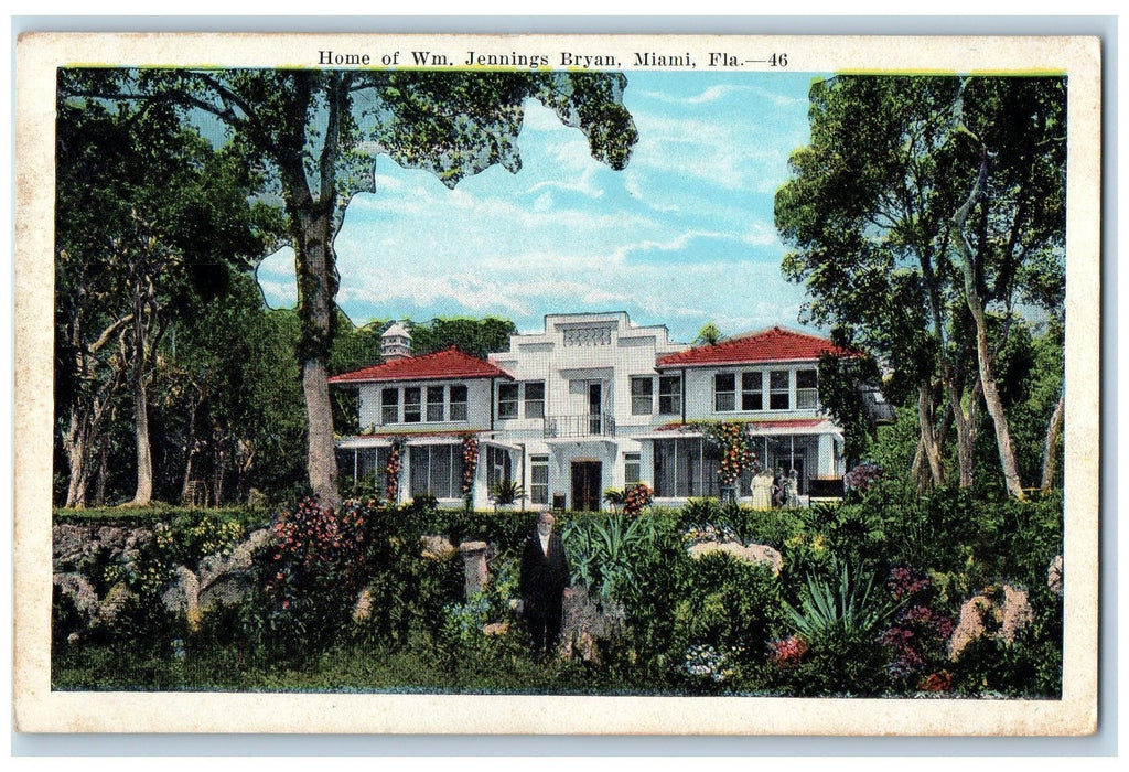 c1910's Home Of Wm. Jennings Bryan Panoramic View Miami Florida FL Postcard