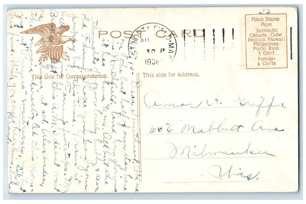 1908 Morris High School Building Exterior New York NY, Northfield MA Postcard