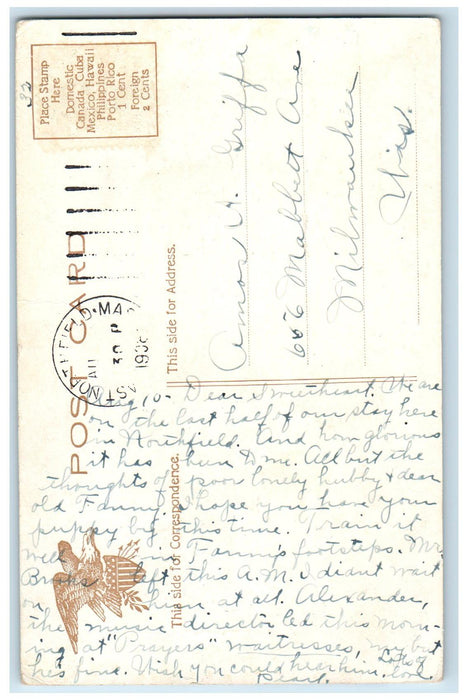 1908 Morris High School Building Exterior New York NY, Northfield MA Postcard