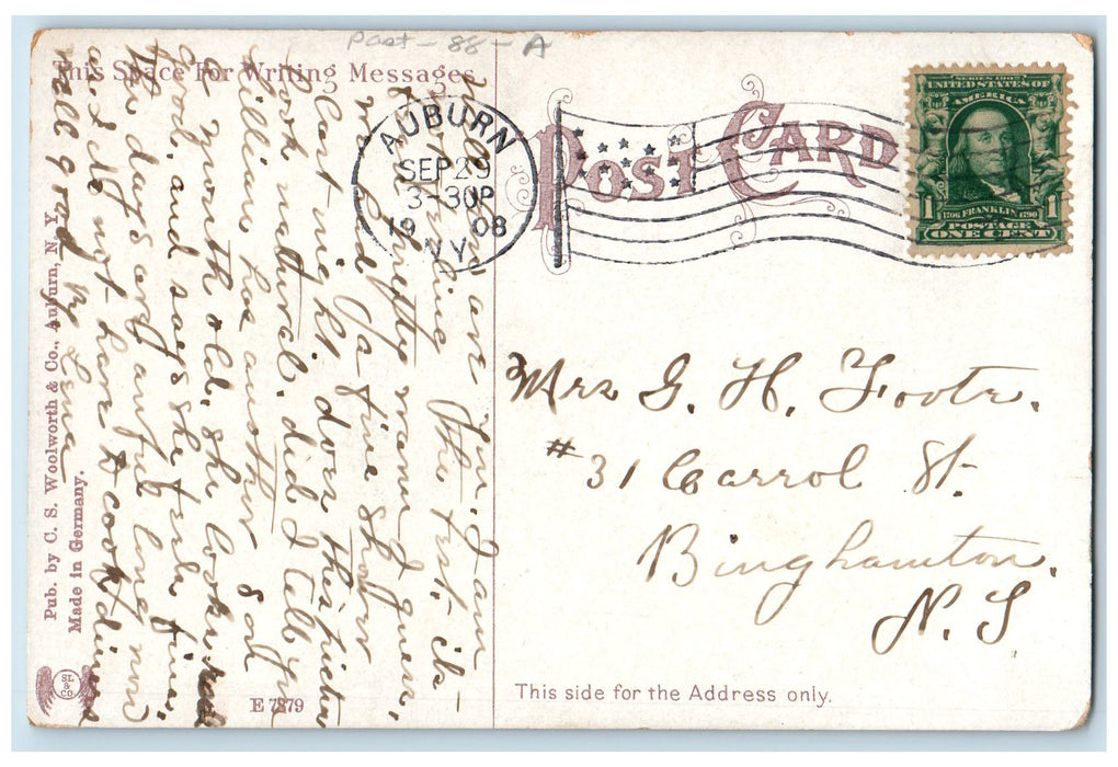 1908 Owasco Outlet Lakeside Park Near Auburn New York NY Posted Boats Postcard