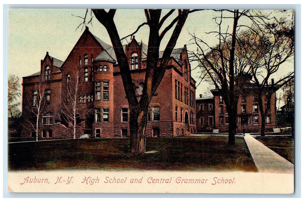 c1905's High School And Central Grammar School Auburn New York NY Postcard