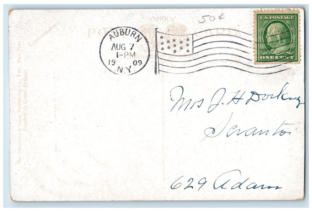 1909 Post Office Scene Antique Auburn New York NY Posted Office Postcard