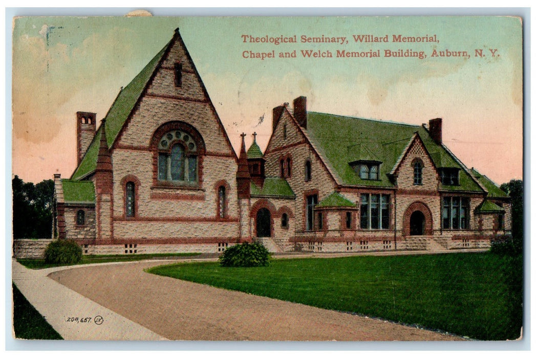 1913 Theological Seminary And Chapel Building Auburn New York NY Posted Postcard