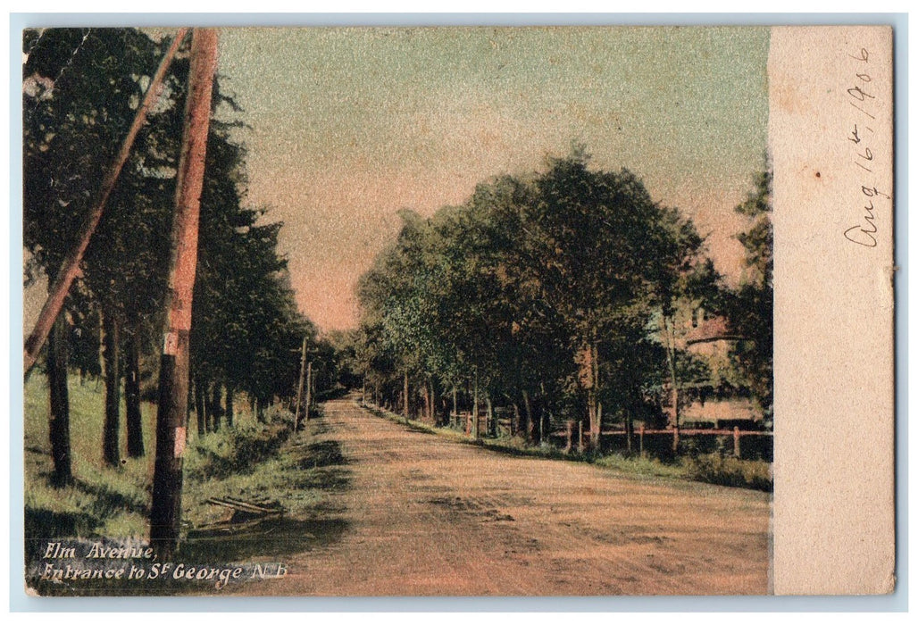 View Of Elm Avenue Entrance To St. George New Brunswick NB Canada Postcard