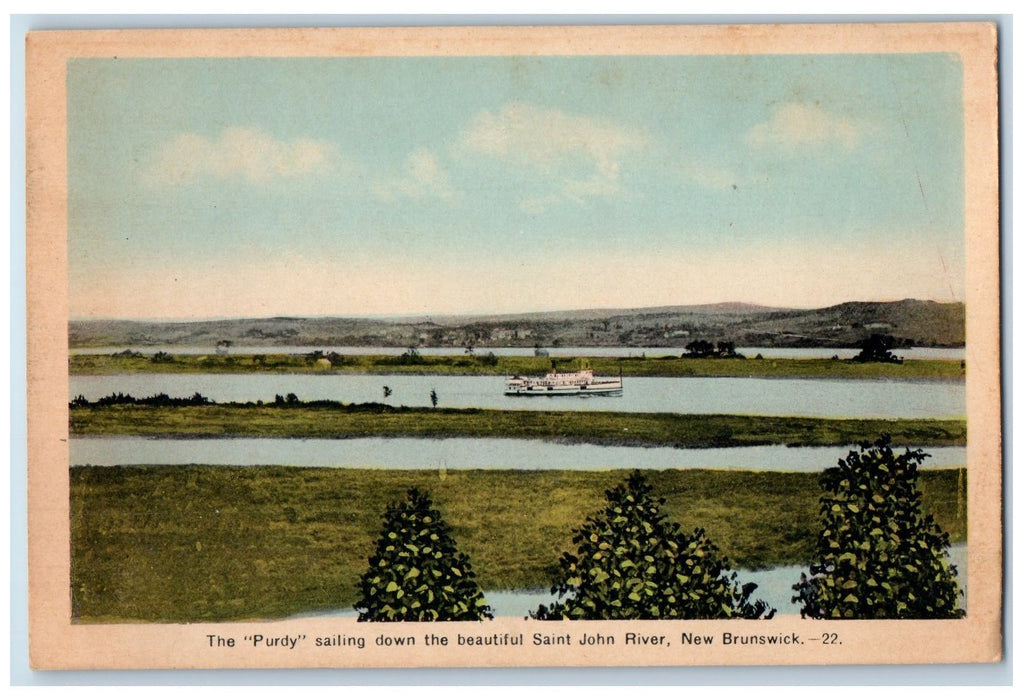 The Purdy Sailing Down Beautiful Saint John River New Brunswick Canada Postcard