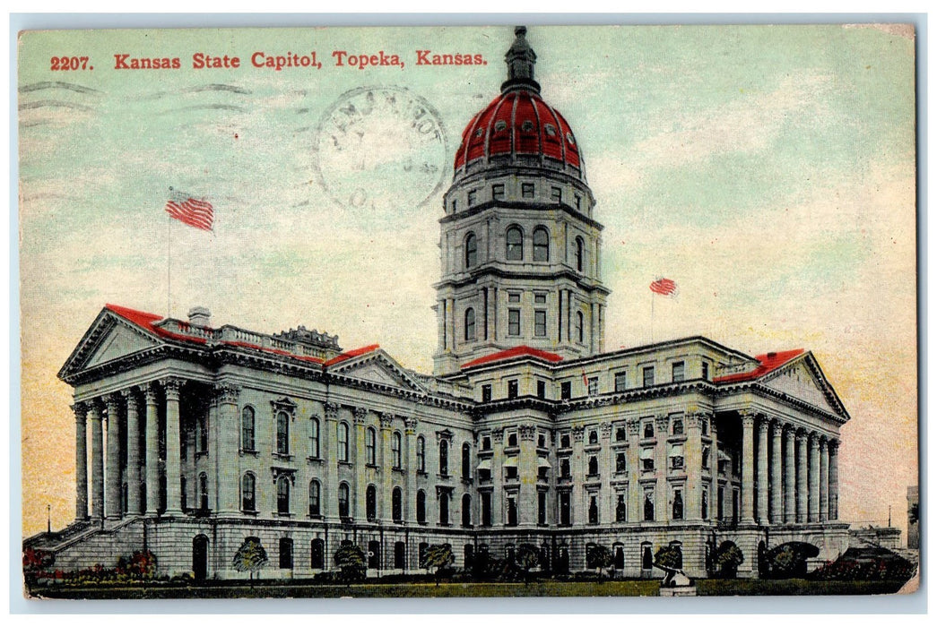 1910 Kansas State Capitol Exterior Scene Topeka KS Antique Posted Postcard