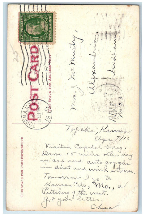 1910 Kansas State Capitol Exterior Scene Topeka KS Antique Posted Postcard