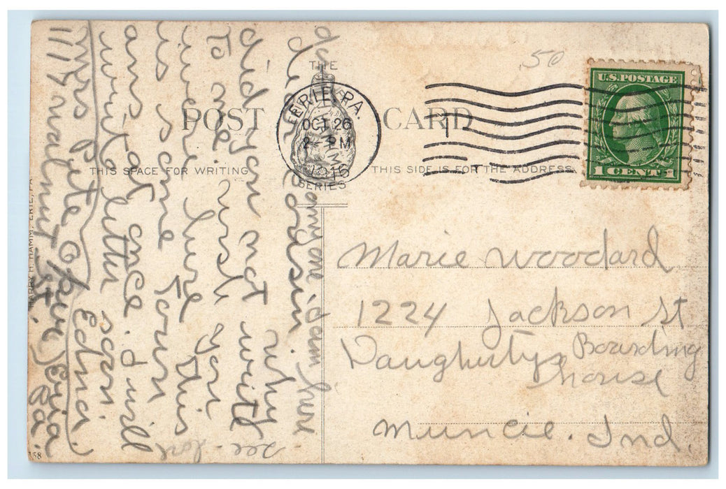 1916 Boating On Bay Sailboat Scene Erie Pennsylvania PA Antique Posted Postcard