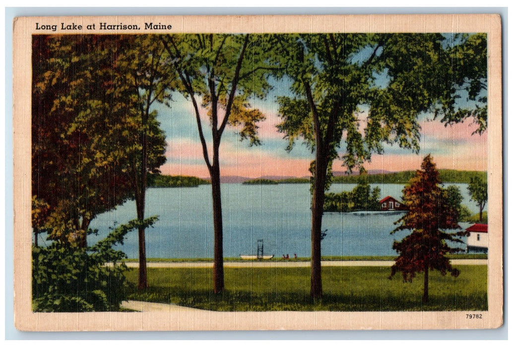 1959 Scenic View Of Long Lake At Harrison North Bridgton Maine ME Postcard