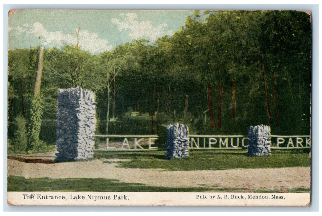 1911 The Entrance Lake Nipmuc Park Upton Massachusetts MA Antique Postcard