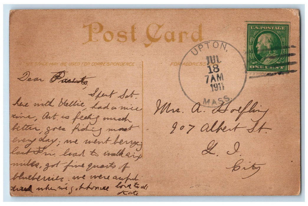 1911 The Entrance Lake Nipmuc Park Upton Massachusetts MA Antique Postcard