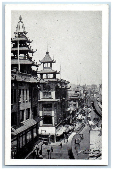 View Of Chinatown Cars Street San Francisco California CA Vintage Postcard