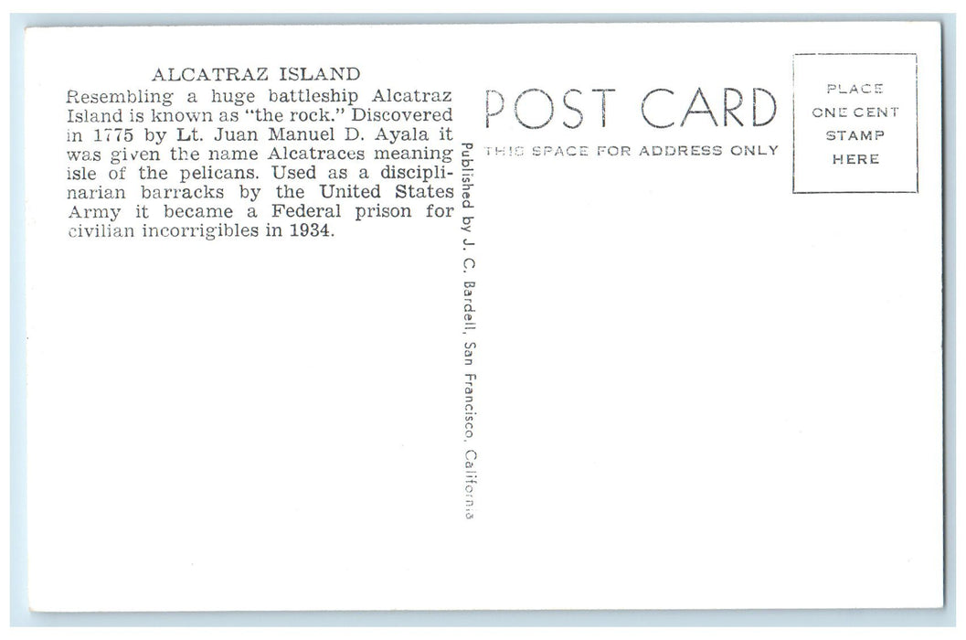 Alcatraz Island Huge Battleship The Rock San Francisco California CA Postcard