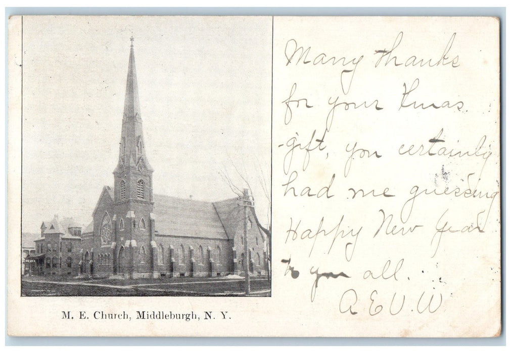 1905 View Of M.E Church Middleburgh New York NY Antique Posted Postcard
