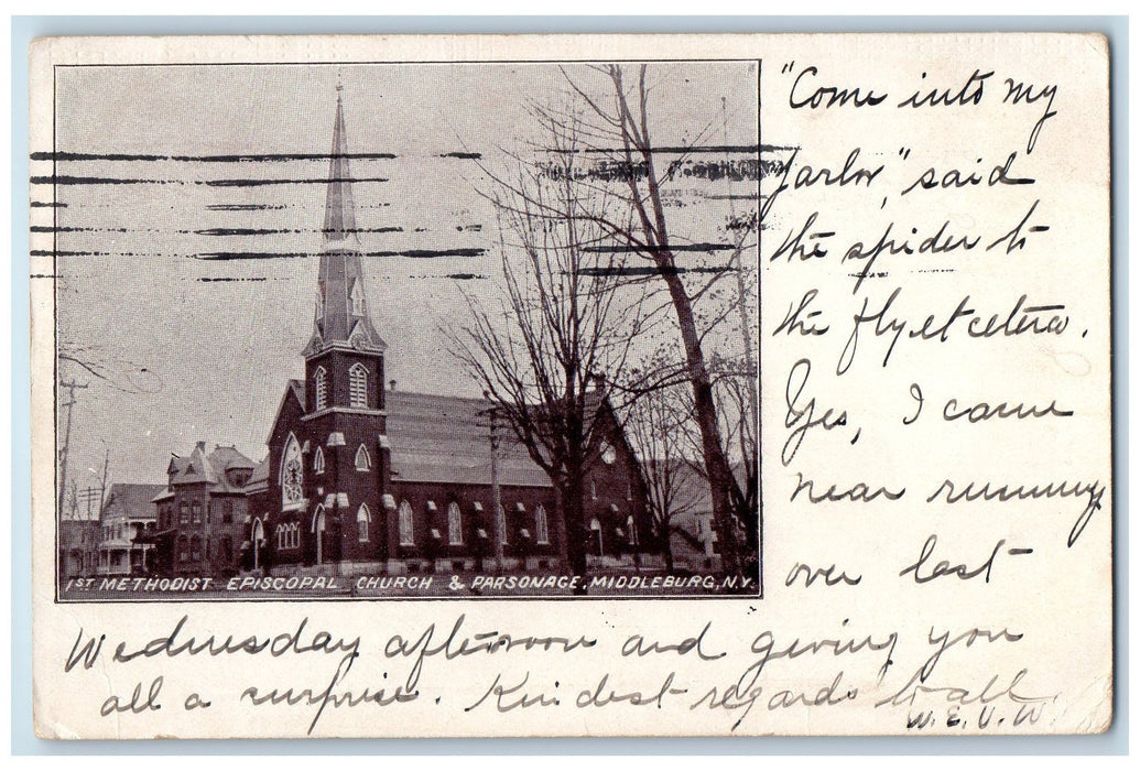 c1905 1st Methodist Episcopal Church Parsonage Middleburgh New York NY Postcard