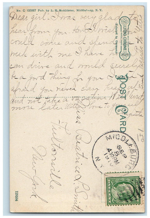 1910 M.E Church Middleburgh School Co. Exterior Scene New York NY Postcard