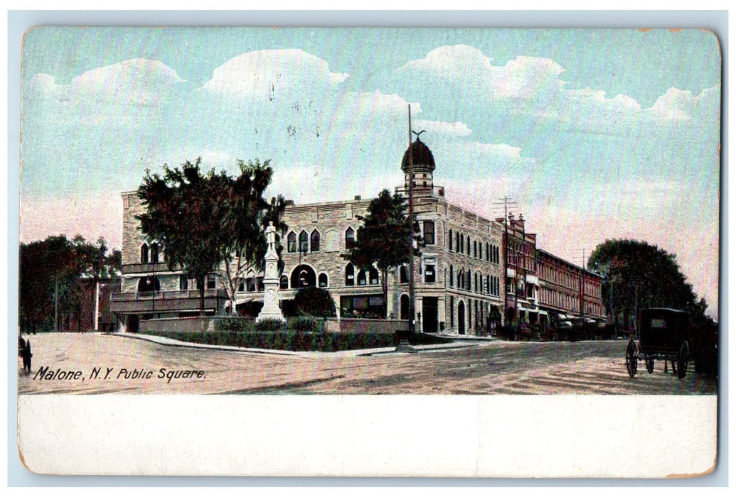 1907 Public Square Building Statue Malone Syracuse New York NY Antique Postcard