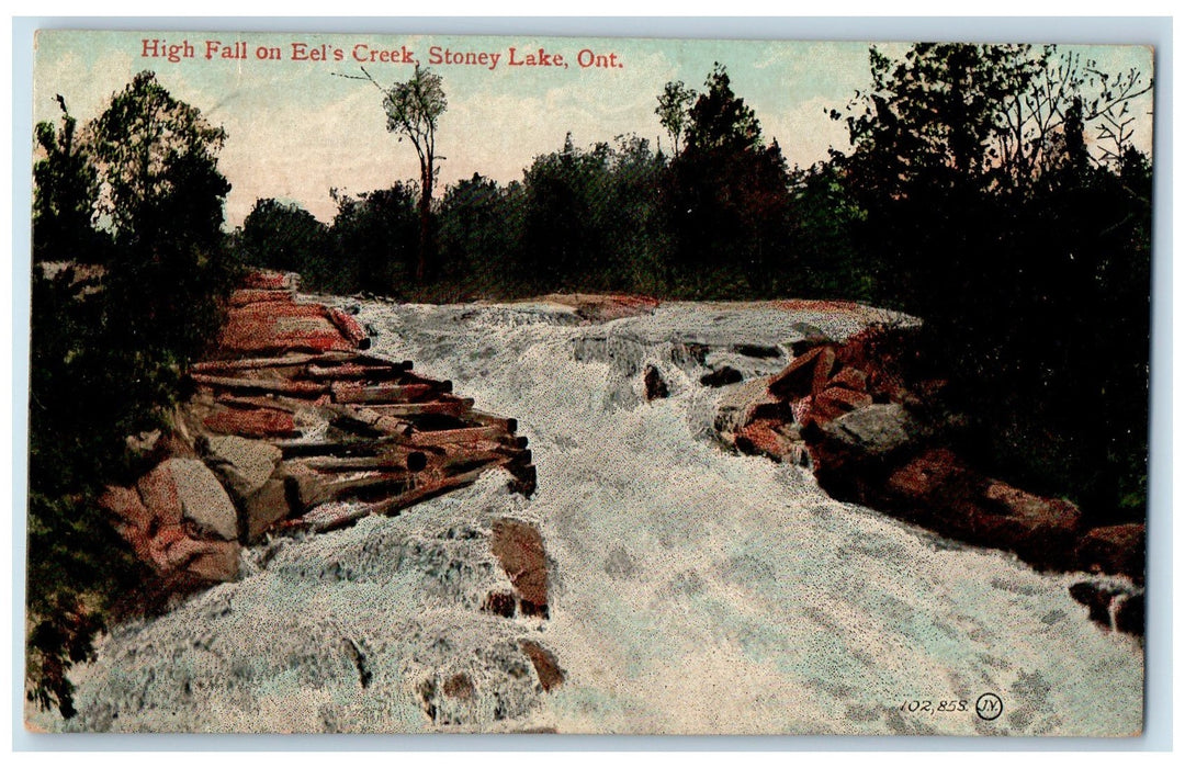 c1905 High Falls On Eel's Creek Stoney Lake Ontario Canada Antique Postcard