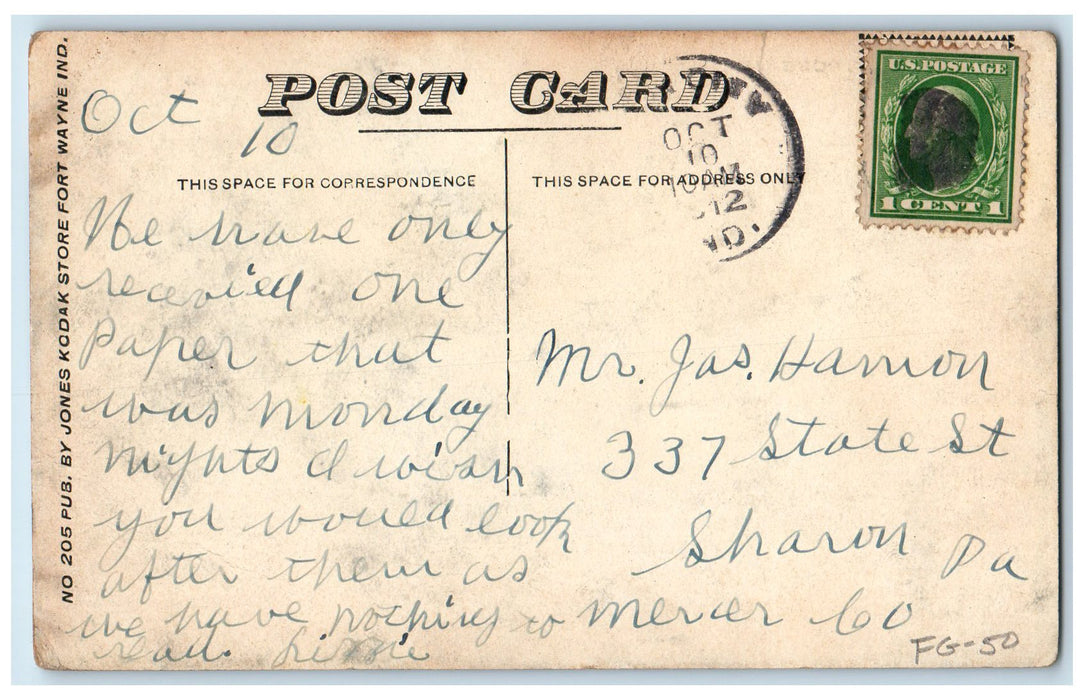 1912 Island Park Bridge Boat-lined Scene Rome City Indiana IN Antique Postcard